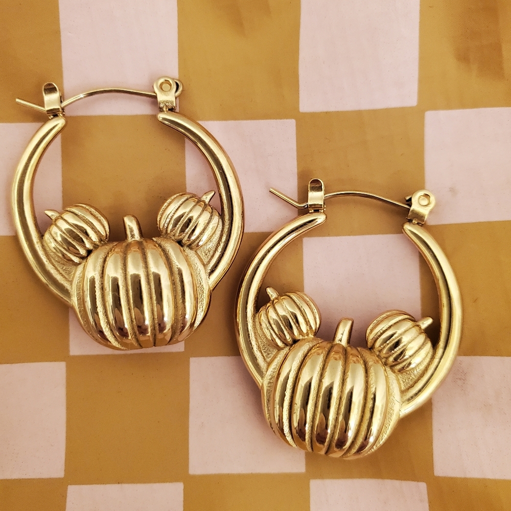 Gold Pumpkin Hoop Earrings